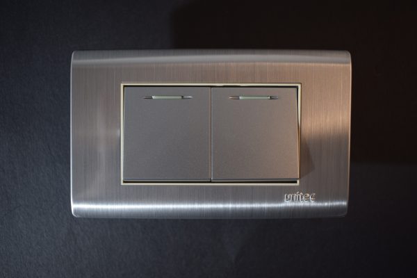 interruptor doble unitec acero inoxidable