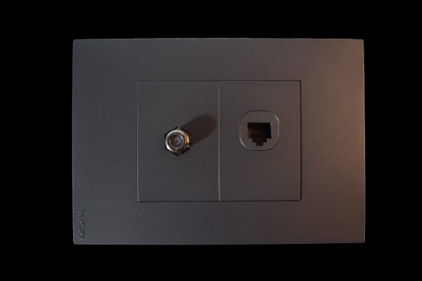 toma coaxial + telefono silver luxury mercury