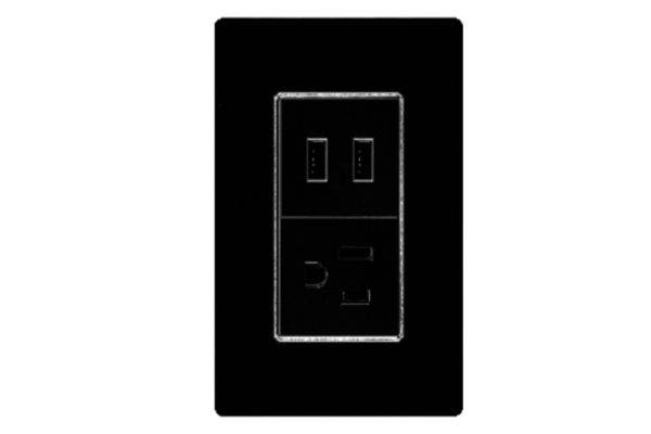 toma doble + doble usb mercury black mirror